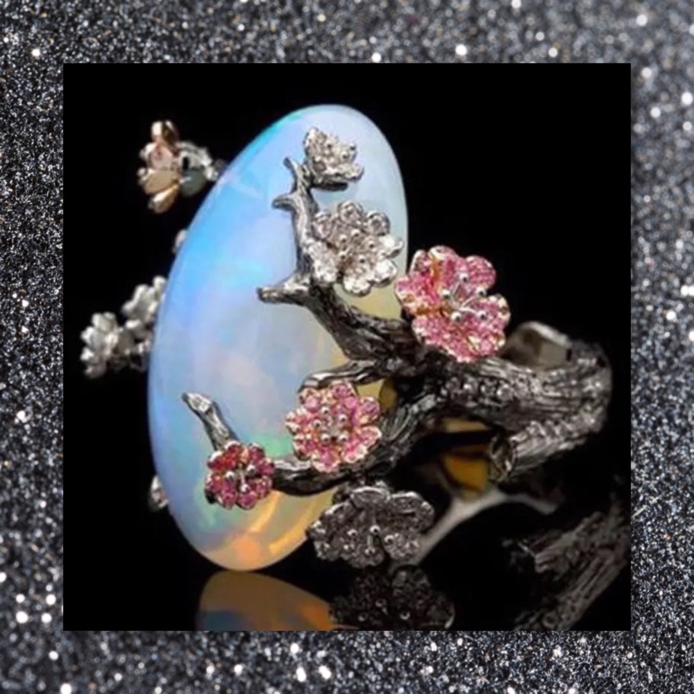 LAST 1 5⭐️🆕 White Fire Opal 925 Silver Ring 6,7,8 - Picture 1 of 6